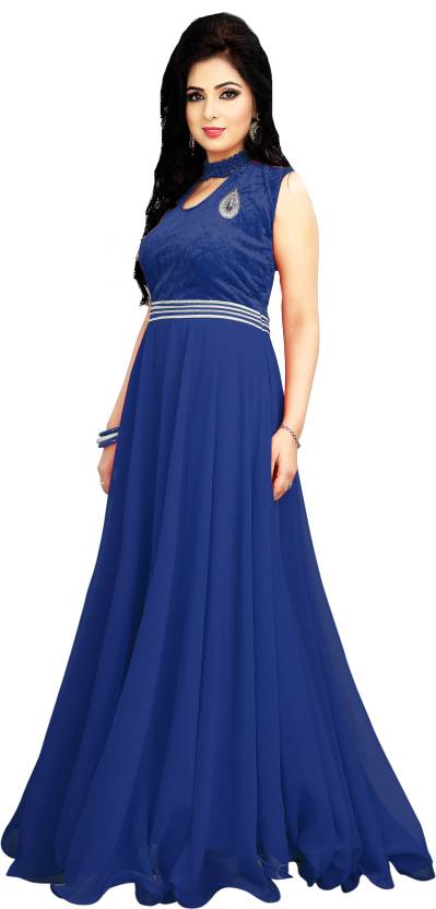 Multi Thread Work Blue Color Double Tone Gown – vastracloth